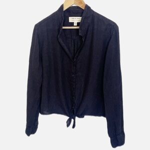Cloth & Stone Linen tie front blouse M